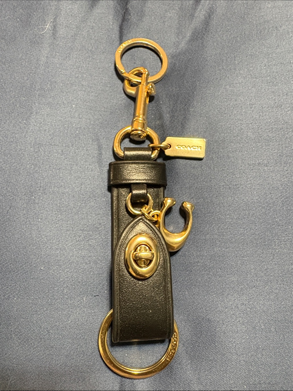 Coach Black Leather Key Holder with Gold Hardware